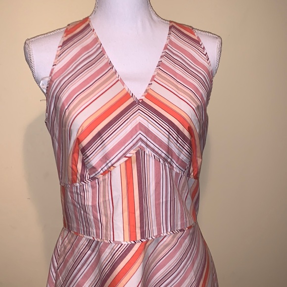 ANN TAYLOR Halter Dress 10 Striped Lightweight Spring Summer Feminine Versatile - Picture 3 of 10